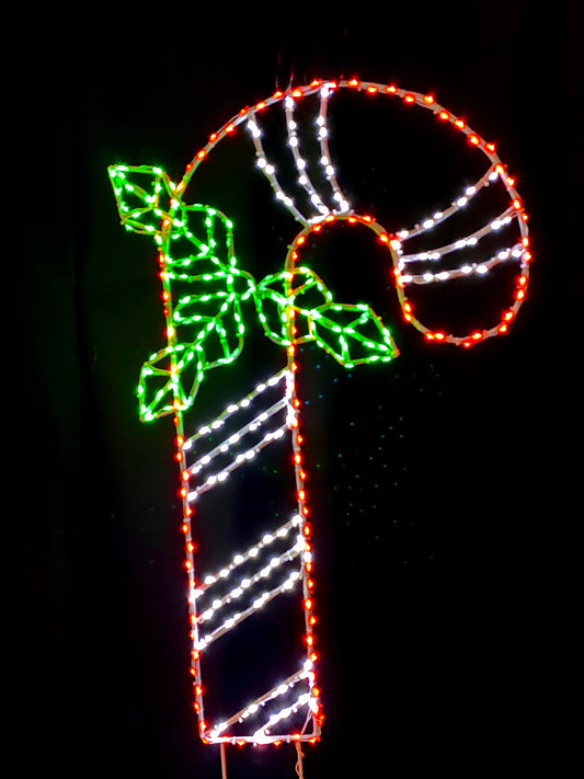 Wire Décor Candy Cane w/Holly 36"