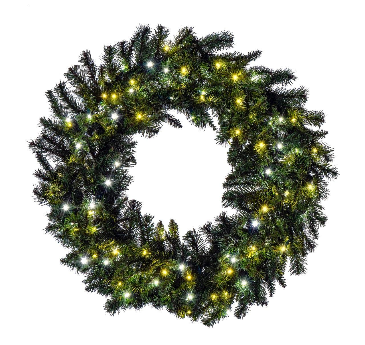 Sequoia Fir Wreath Wreaths & Garland Lights for Christmas 36" Champagne (Strobe) 